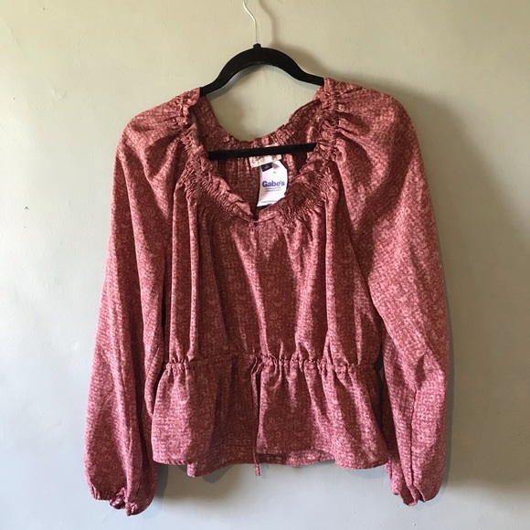 Universal Thread Tops - Universal Thread Rose-Pink Peasant Blouse with Drawstring Waist